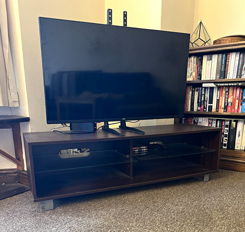 Dark wood retro stand with - dark,