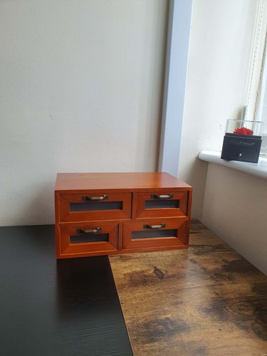 Retro wooden desk - desk, box