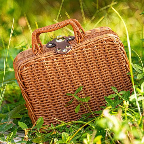 Woven rattan basket retro - rattan,