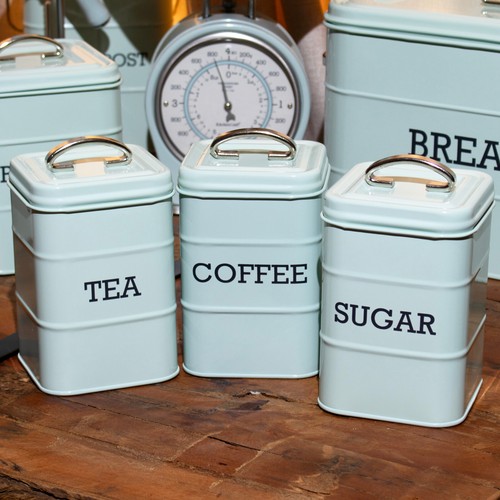 Retro blue tea - coffee, sugar